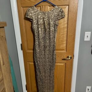 Badgley Mishka Gown. Gorgeous gold sequin gown.